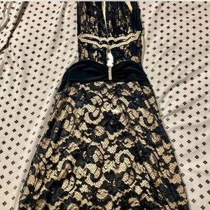 Elegant Black and Gold Lace Dress